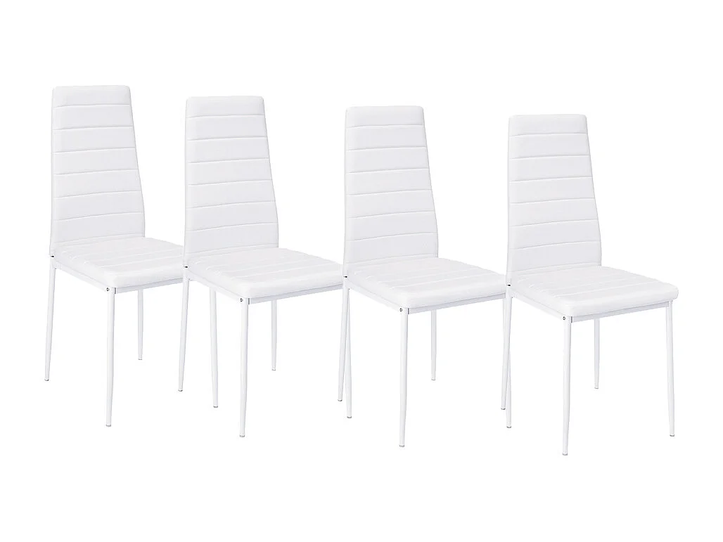 Set of 4 Modern Quilted Faux Leather Dining Chair - White