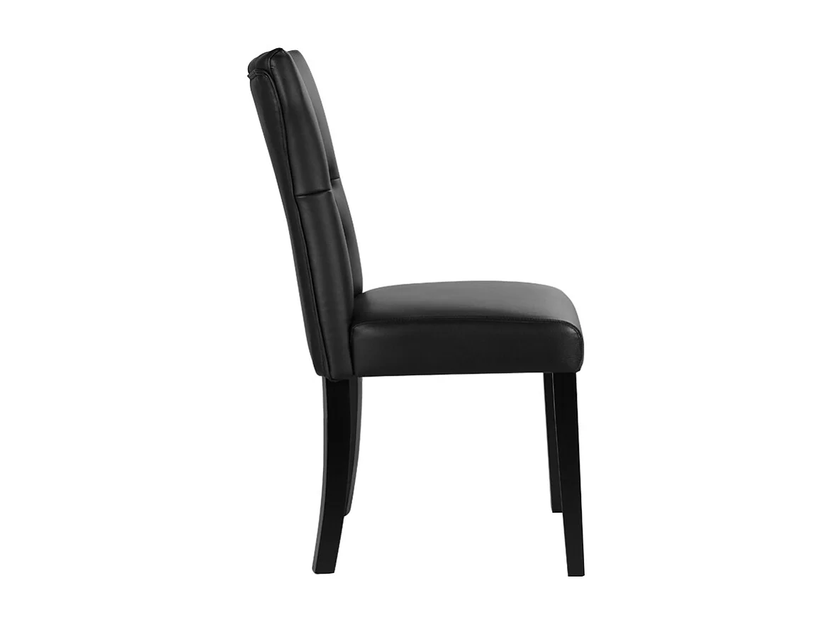 Set of 2 Black Faux Leather High Backrest Dining Chairs