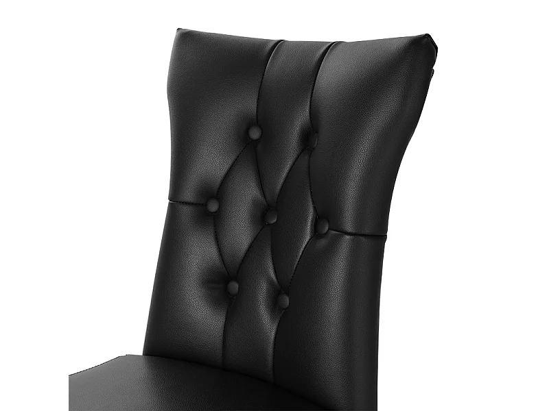 Set of 2 Black Faux Leather High Backrest Dining Chairs