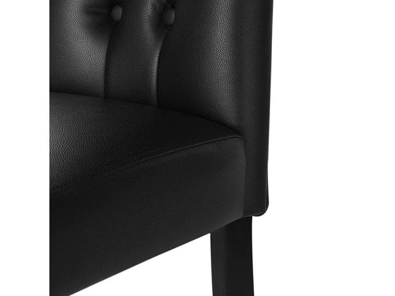 Set of 2 Black Faux Leather High Backrest Dining Chairs