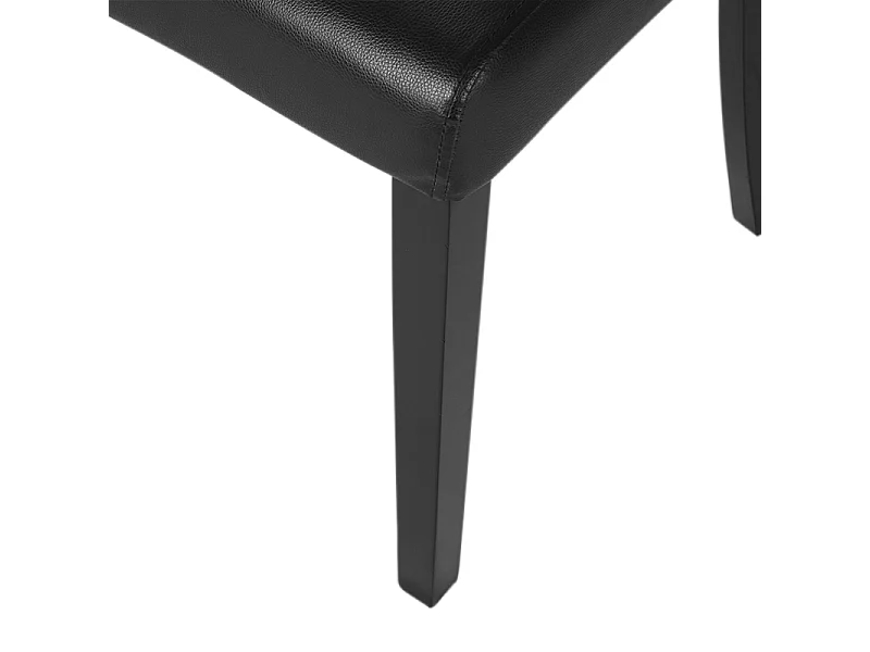 Set of 2 Black Faux Leather High Backrest Dining Chairs