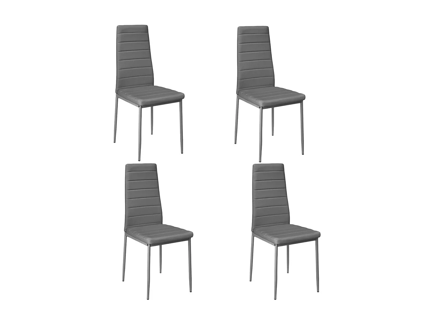Set of 4 Modern Quilted Faux Leather Dining Chair - Grey