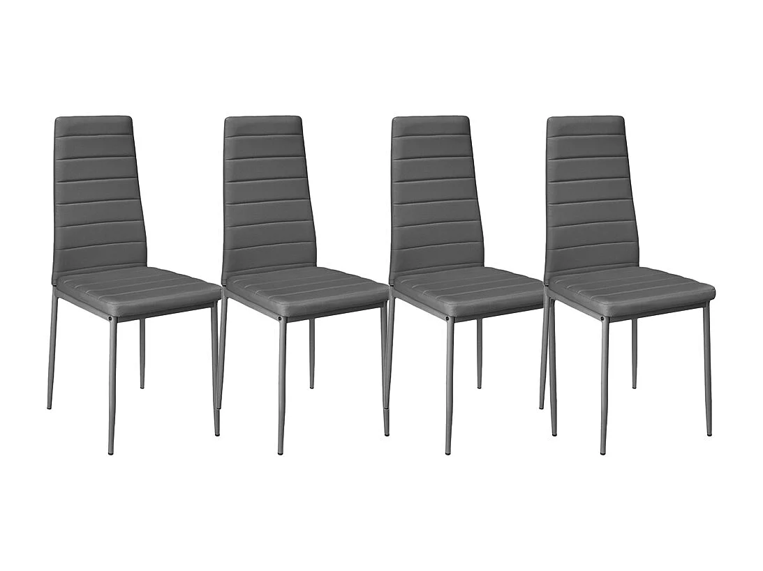 Set of 4 Modern Quilted Faux Leather Dining Chair - Grey