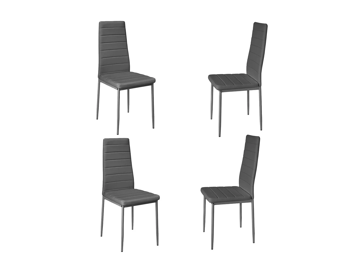 Set of 4 Modern Quilted Faux Leather Dining Chair - Grey