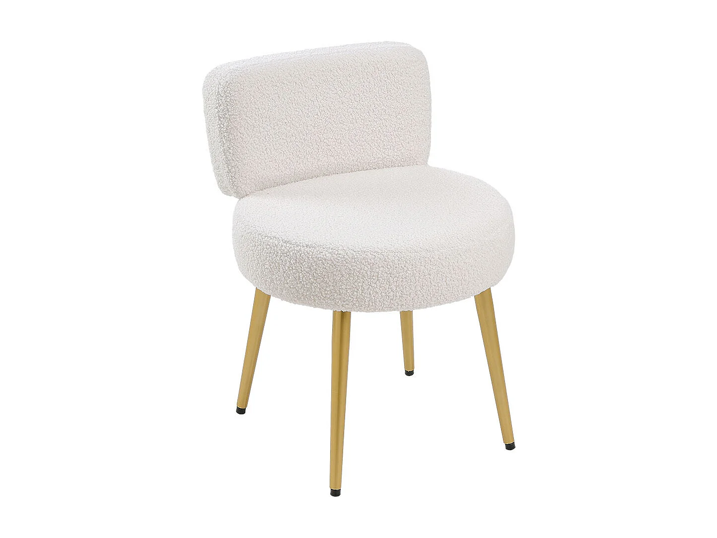 Cream Teddy Fur Dressing Table Stool with Metal Legs