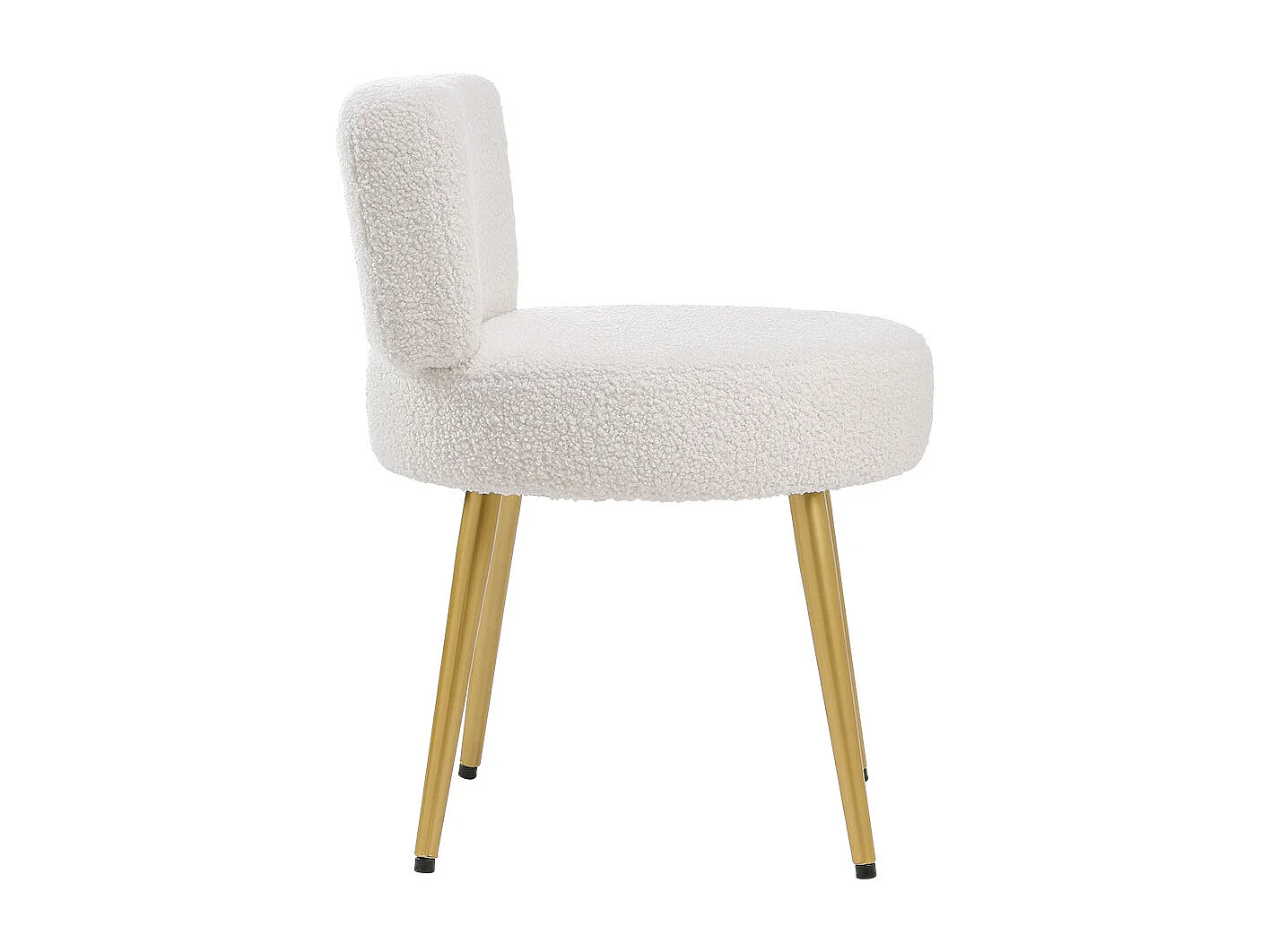 Cream Teddy Fur Dressing Table Stool with Metal Legs