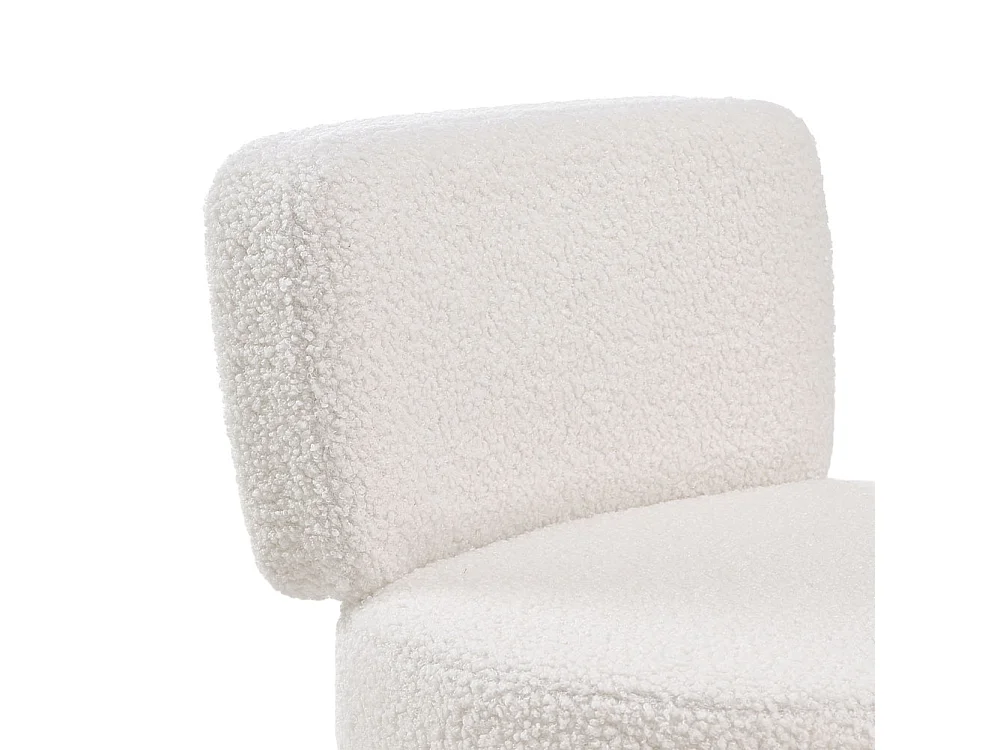 Cream Teddy Fur Dressing Table Stool with Metal Legs