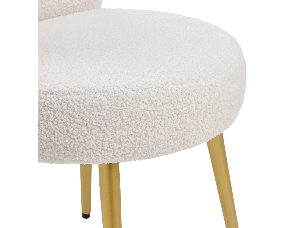 Cream Teddy Fur Dressing Table Stool with Metal Legs