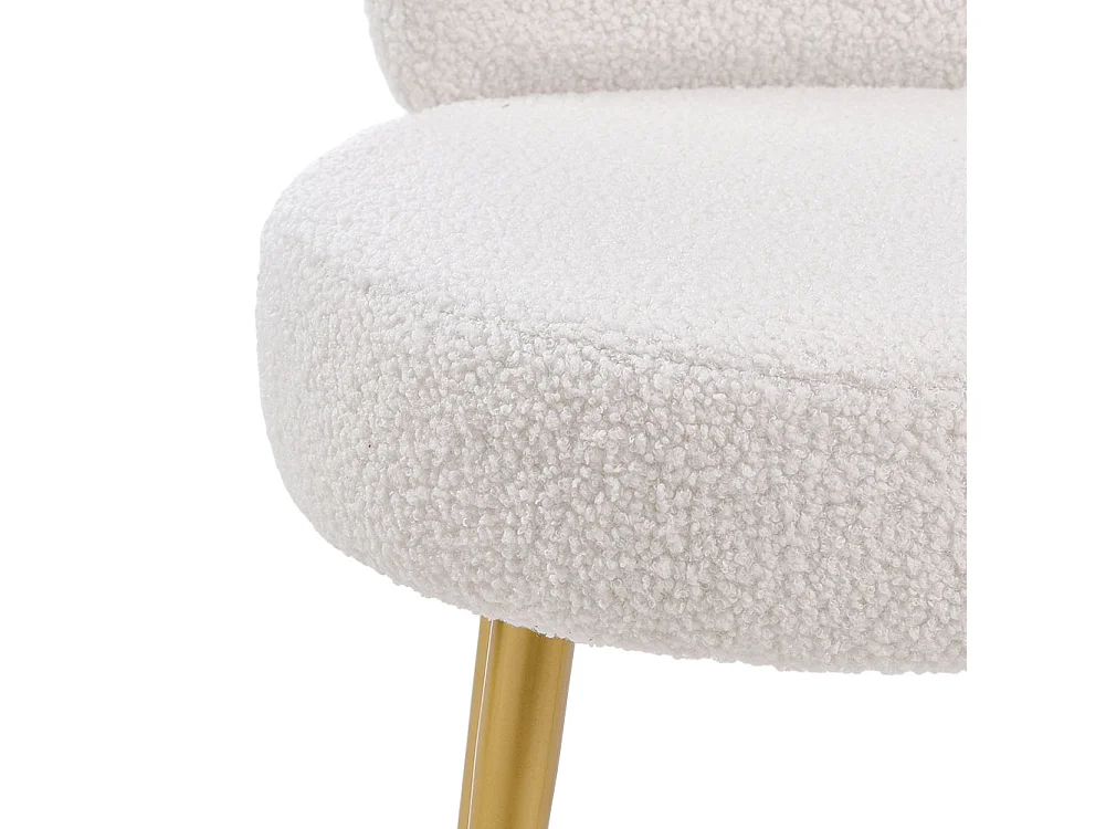 Cream Teddy Fur Dressing Table Stool with Metal Legs