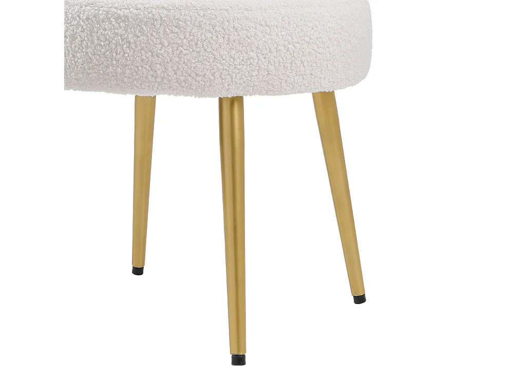 Cream Teddy Fur Dressing Table Stool with Metal Legs