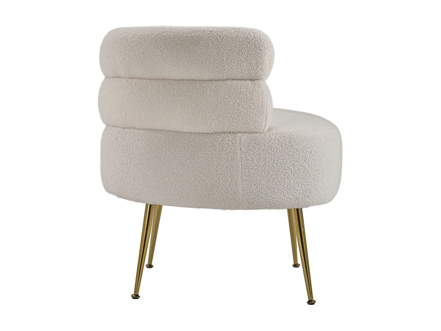 Cream Curved Upholstered Accent Chair in Teddy Fur