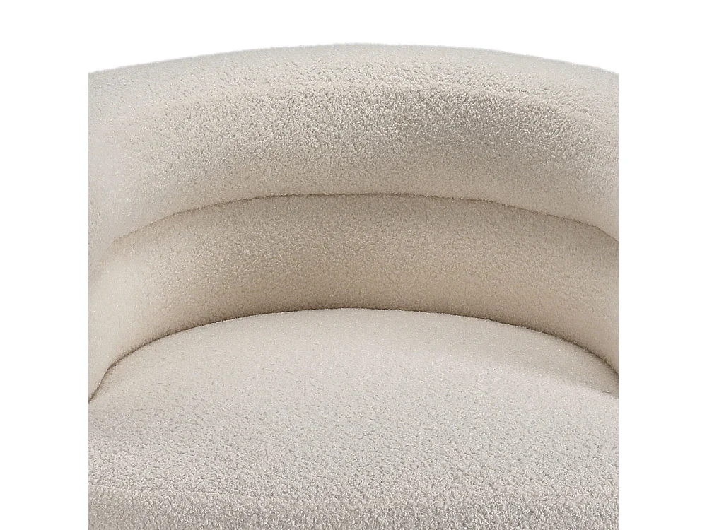 Cream Curved Upholstered Accent Chair in Teddy Fur