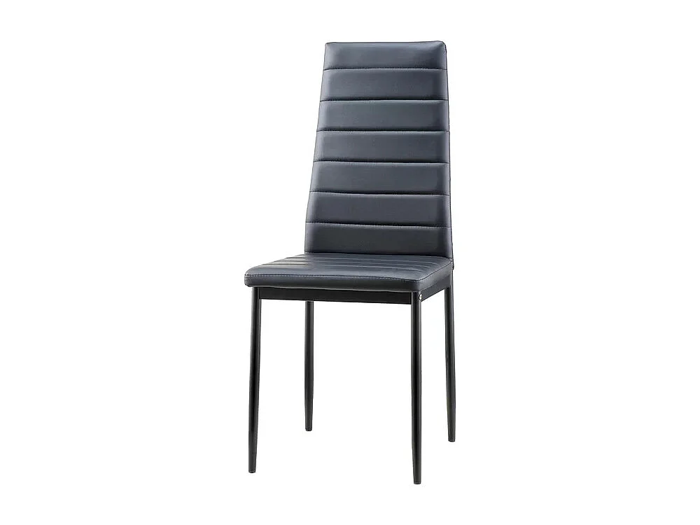 Set of 2 Modern Quilted Faux Leather Dining Chair - Black