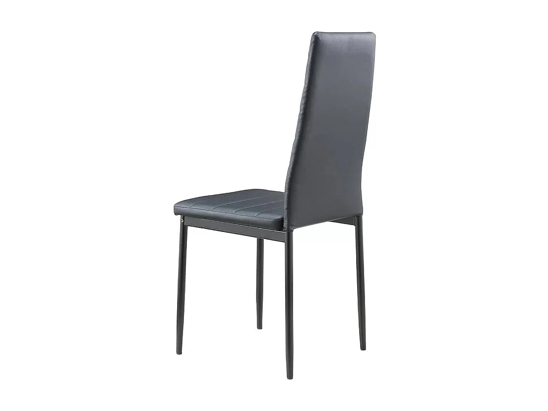 Set of 2 Modern Quilted Faux Leather Dining Chair - Black