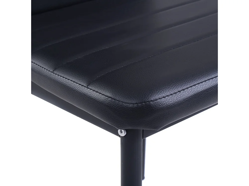Set of 2 Modern Quilted Faux Leather Dining Chair - Black
