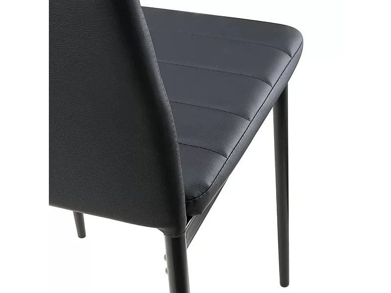 Set of 2 Modern Quilted Faux Leather Dining Chair - Black