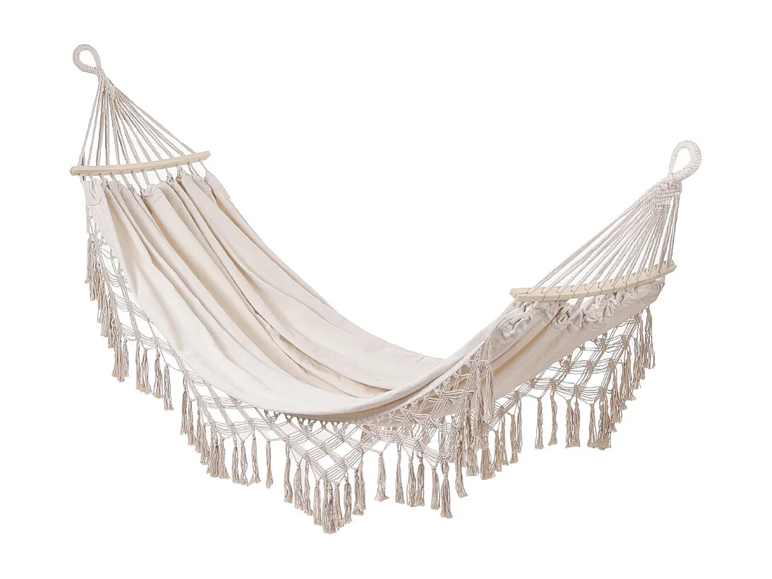 Beige Canvas Portable Double Hammock