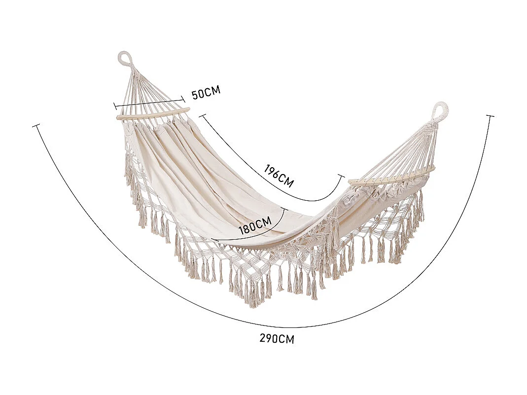 Beige Canvas Portable Double Hammock