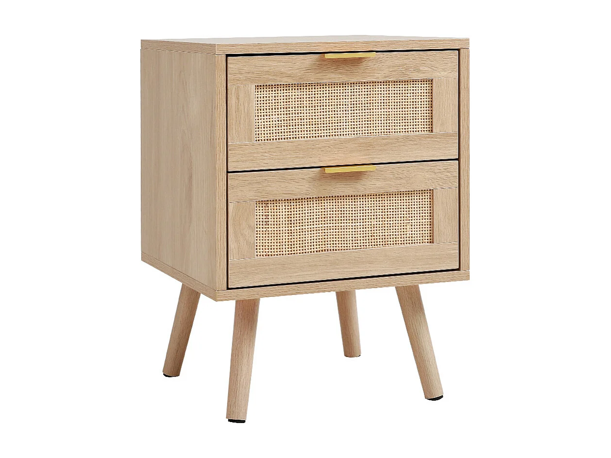 Set of 2 Natural Rattan Side Cabinets with 2 Drawers