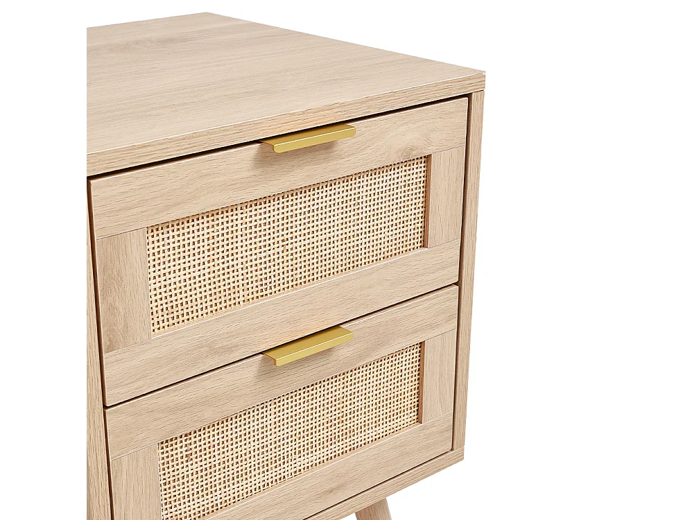 Set of 2 Natural Rattan Side Cabinets with 2 Drawers