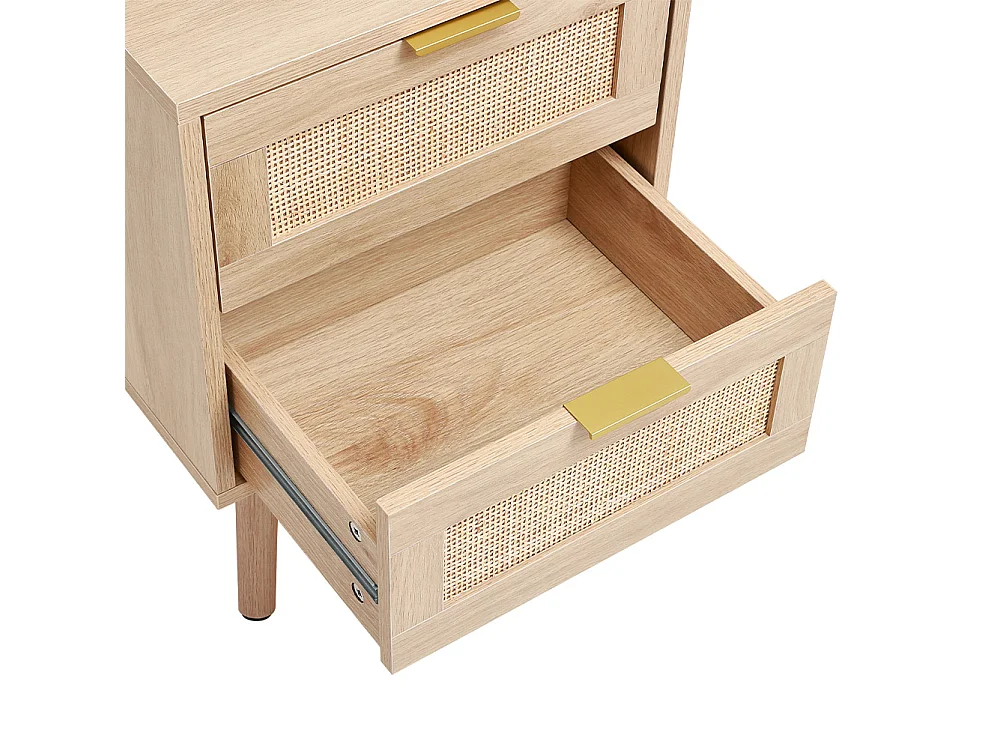 Set of 2 Natural Rattan Side Cabinets with 2 Drawers