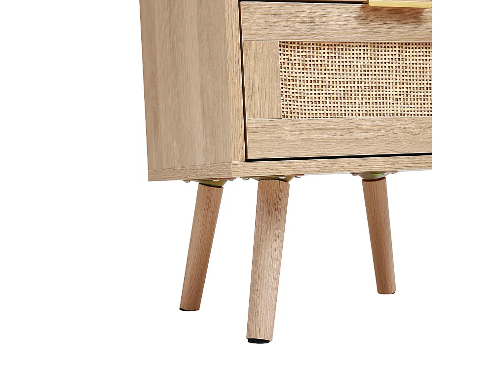 Set of 2 Natural Rattan Side Cabinets with 2 Drawers