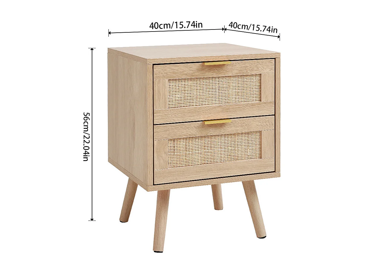 Set of 2 Natural Rattan Side Cabinets with 2 Drawers