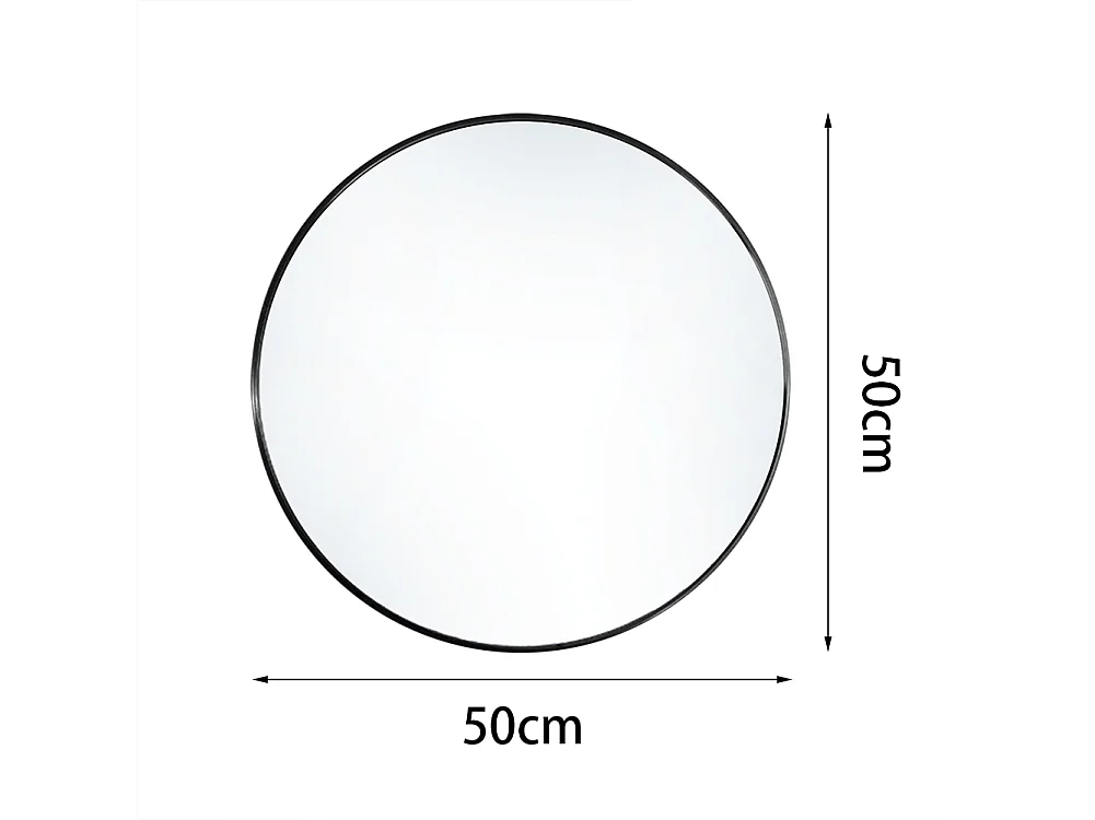 50cm Black Nordic Round Wall Mirror