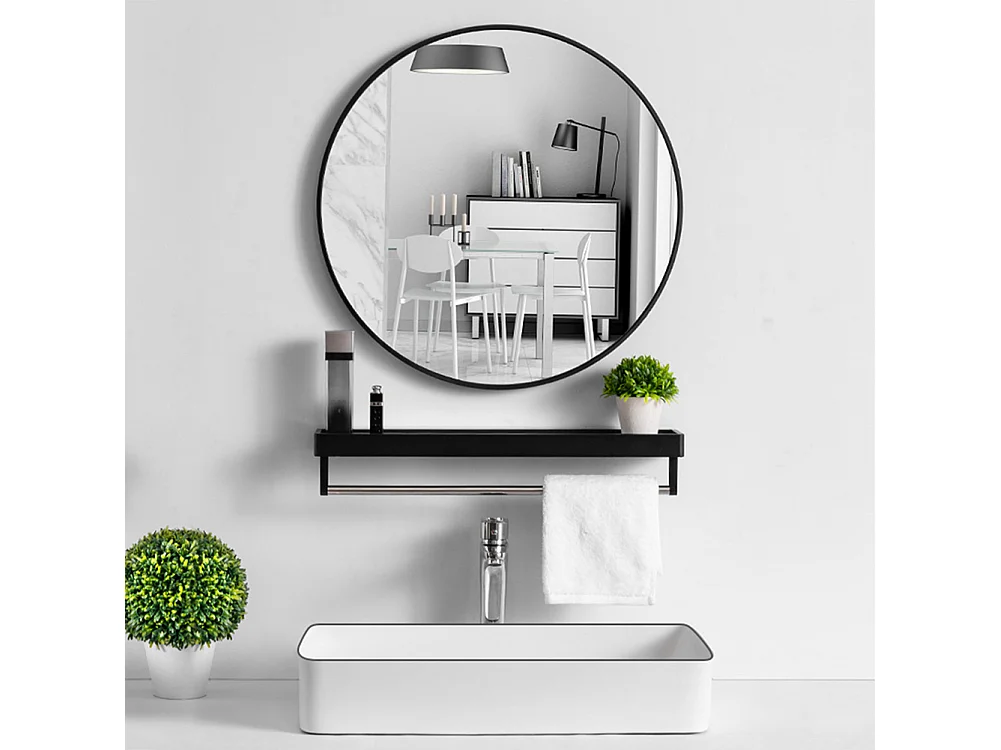 60cm Black Nordic Round Wall Mirror