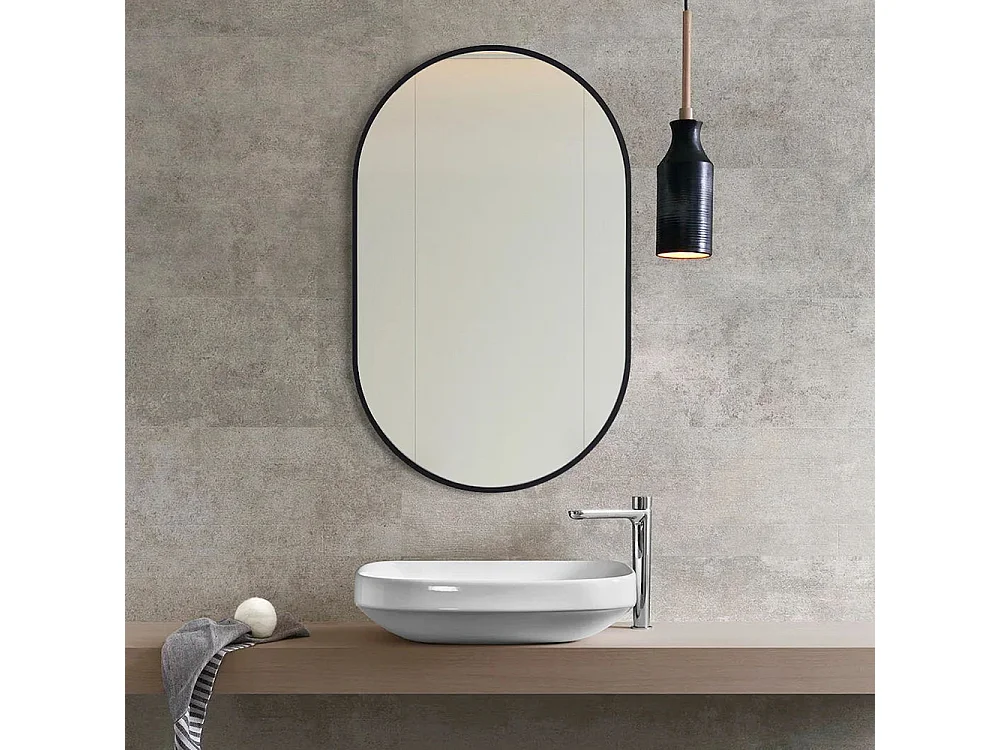 40x70cm Black Oval Wall Mirror
