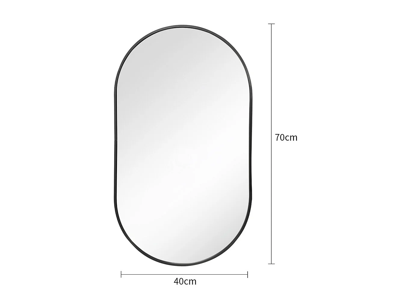 40x70cm Black Oval Wall Mirror