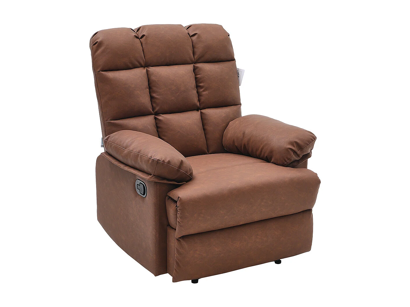 Brown Faux Leather Recliner Armchair with Tufted Backrest