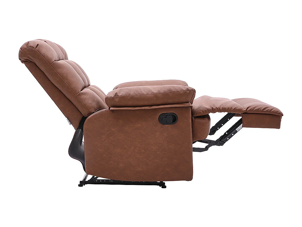 Brown Faux Leather Recliner Armchair with Tufted Backrest