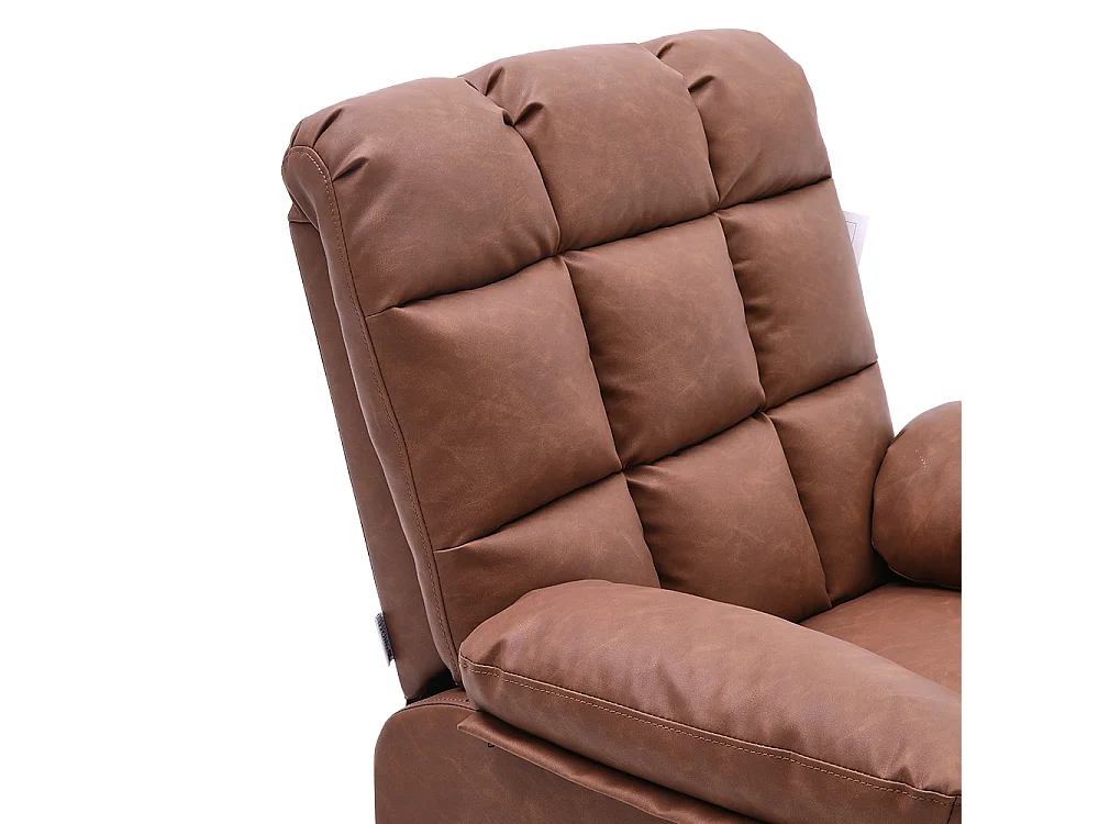 Brown Faux Leather Recliner Armchair with Tufted Backrest