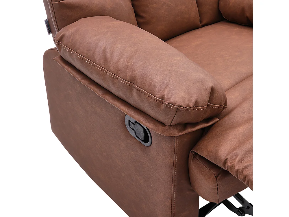 Brown Faux Leather Recliner Armchair with Tufted Backrest