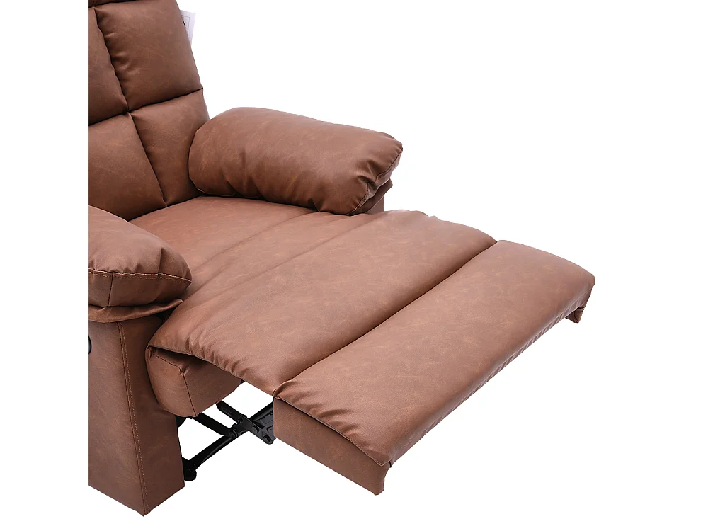 Brown Faux Leather Recliner Armchair with Tufted Backrest