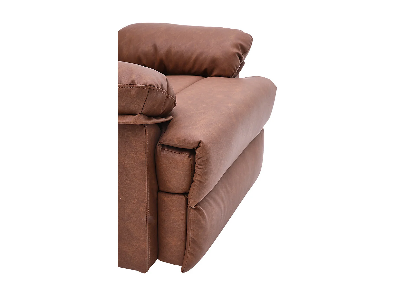 Brown Faux Leather Recliner Armchair with Tufted Backrest