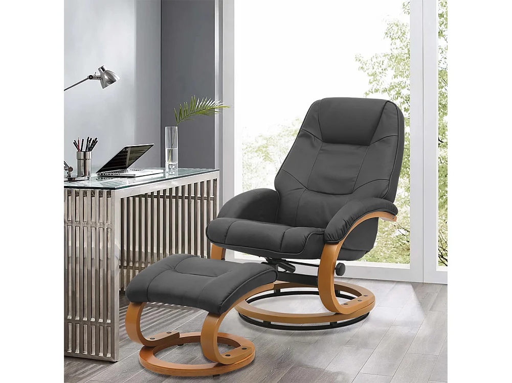 Ergonomic Executive PU Leather Reclining Office Chair with Footrest