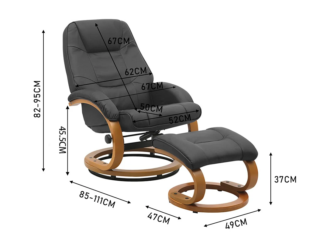 Ergonomic Executive PU Leather Reclining Office Chair with Footrest