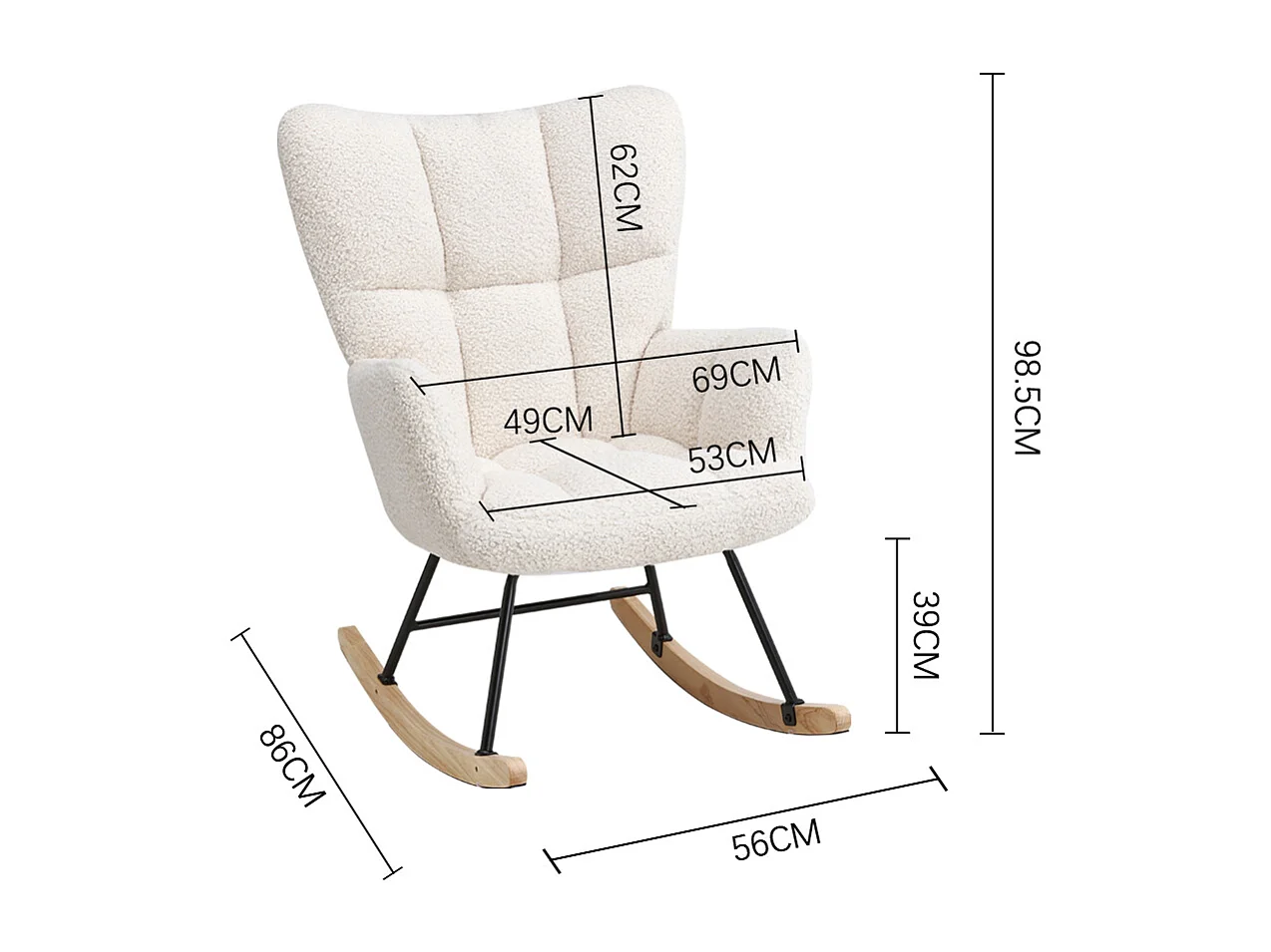 Modern Tufted Upholstered Rocking Chair - White