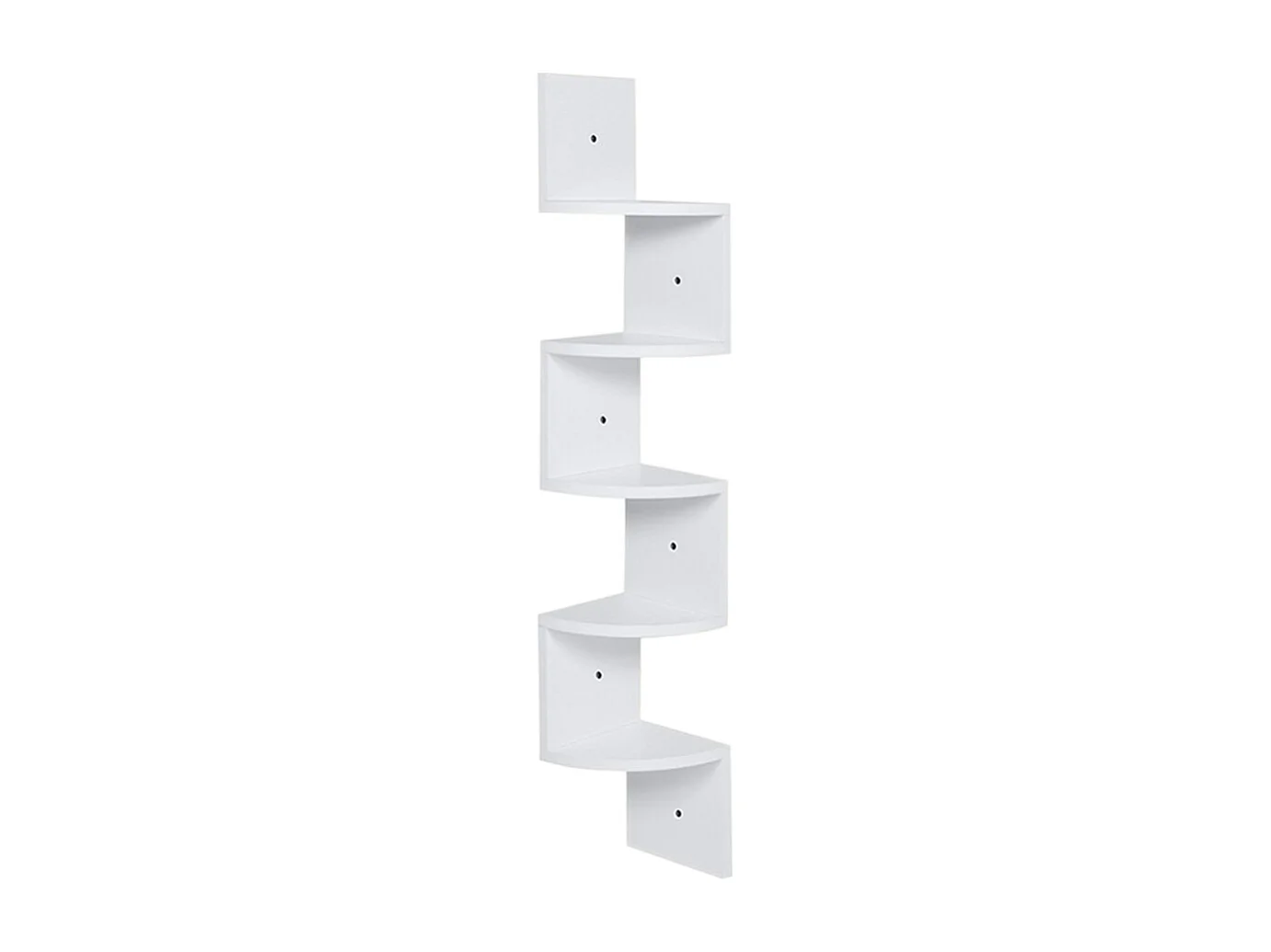 5-Tier Modern Zigzag Corner Floating Shelf - White