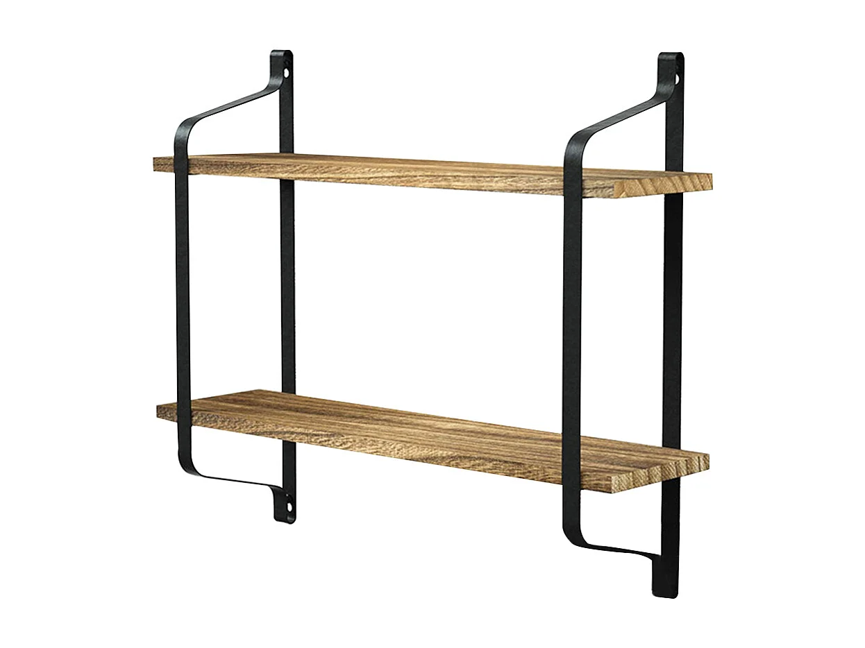2-Tier Industrial Floating Wall Shelf