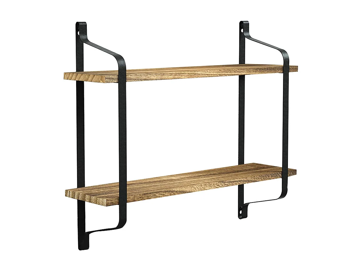 2-Tier Industrial Floating Wall Shelf