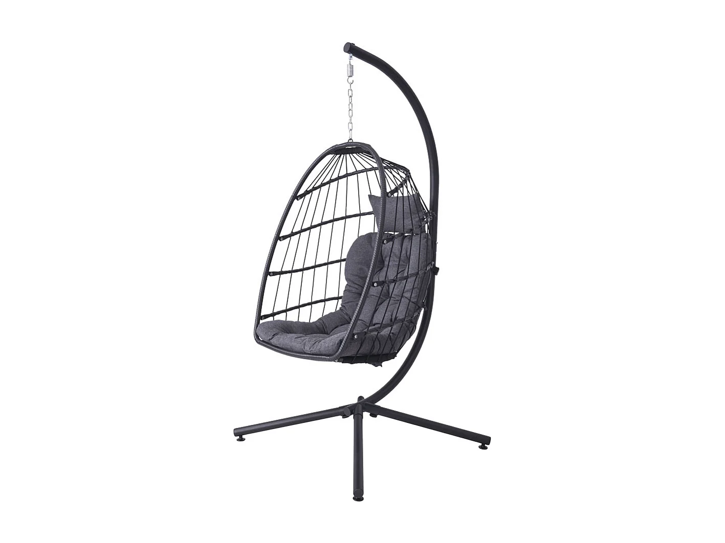 88x88cm Black Hanging Egg Chair with Stand