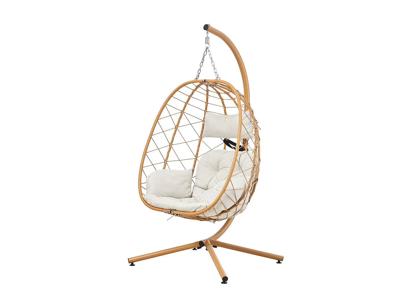 88x88cm Beige-yellow Hanging Egg Chair with Stand