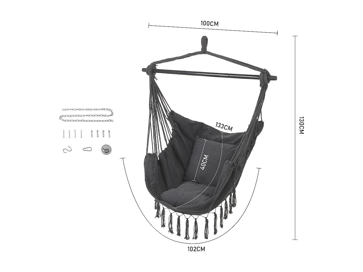 Canvas Swing Chair - Dark Grey