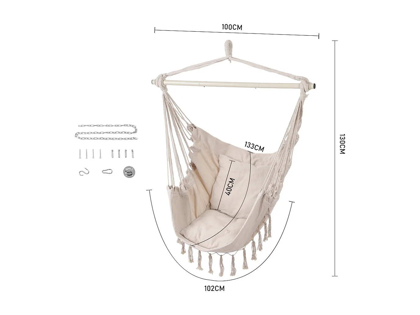 Canvas Swing Chair - White