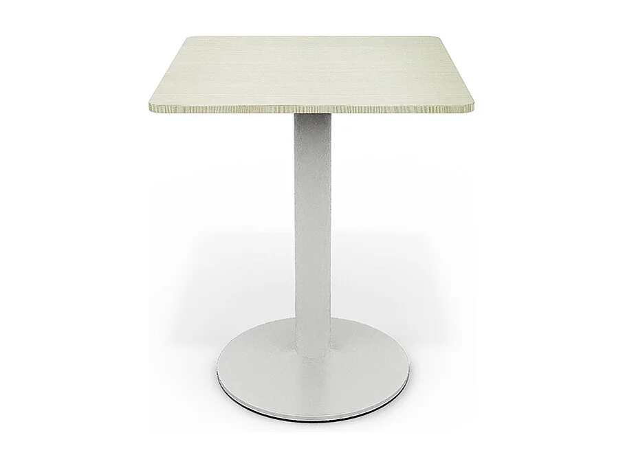White Compact Square Cafe Table with Metal Base