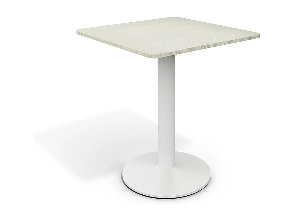 White Compact Square Cafe Table with Metal Base
