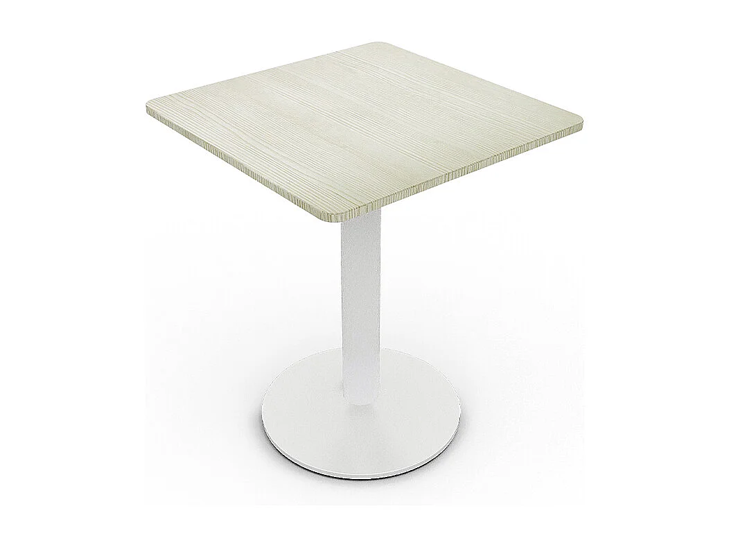White Compact Square Cafe Table with Metal Base